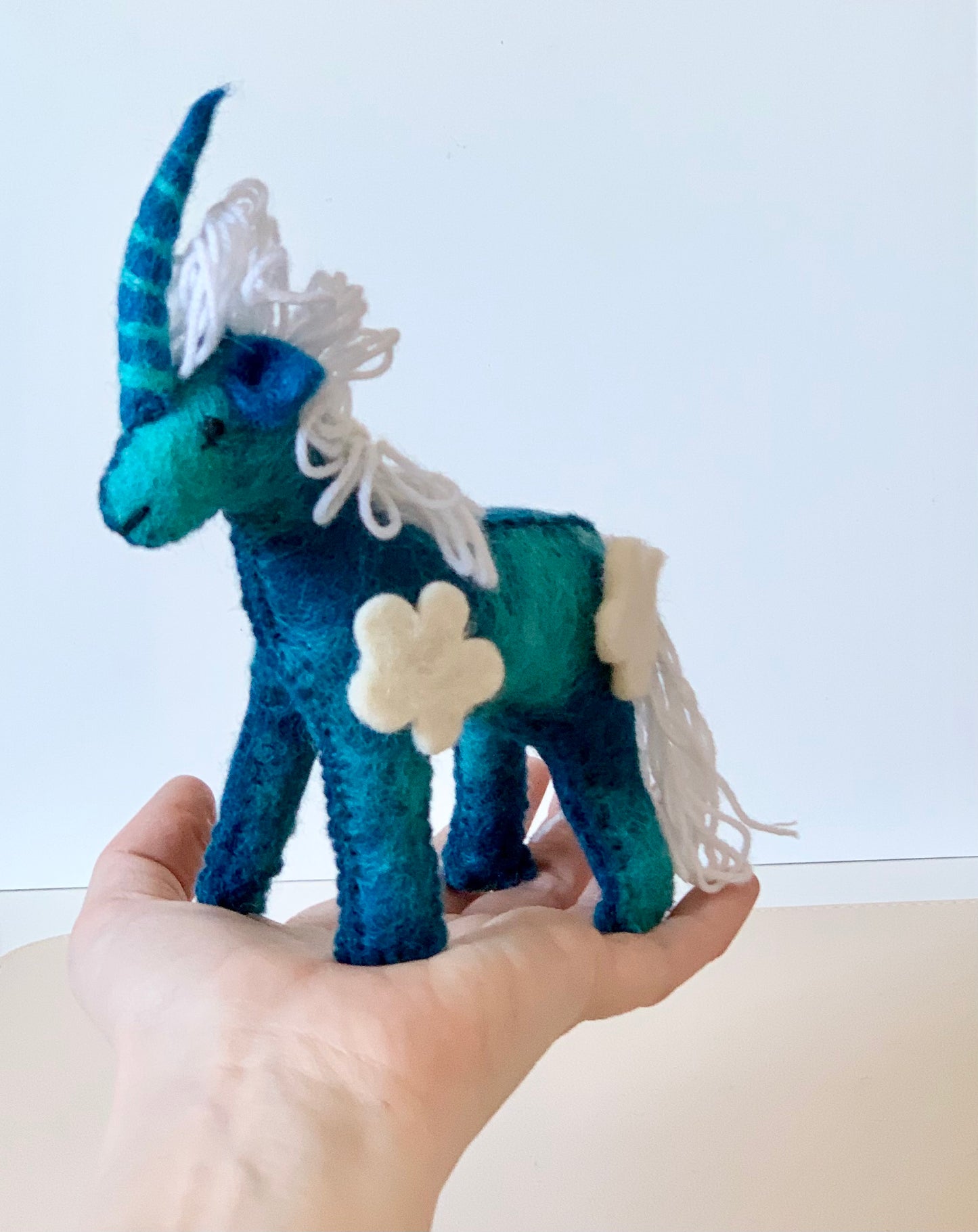 One Blue Felt Unicorn