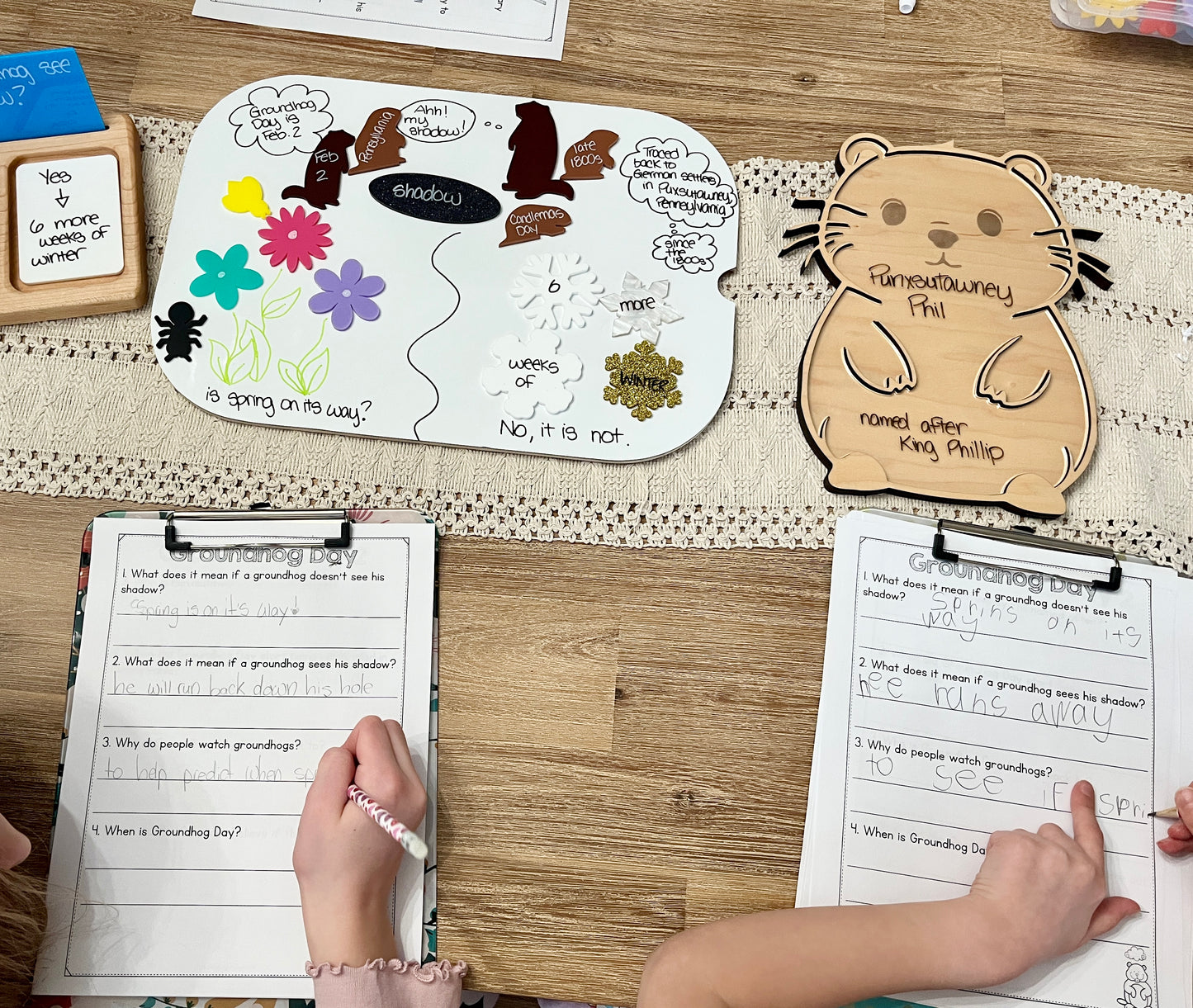 Laser Cut Groundhog Tray with Dry Erase Insert