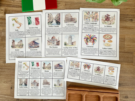 Digital Download | Italy Informational Flash Cards | Comes With 2 Sizes