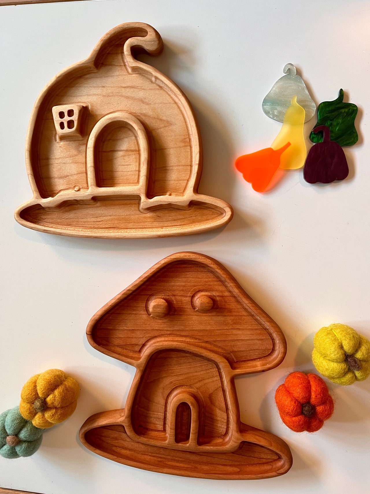 Pumpkin House and Mushroom House Plates / Sensory Trays