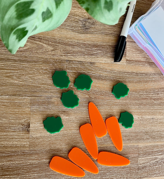 Little Dry Erasables - Small Carrots & Tops - Set of 6 / 12 Pcs Total