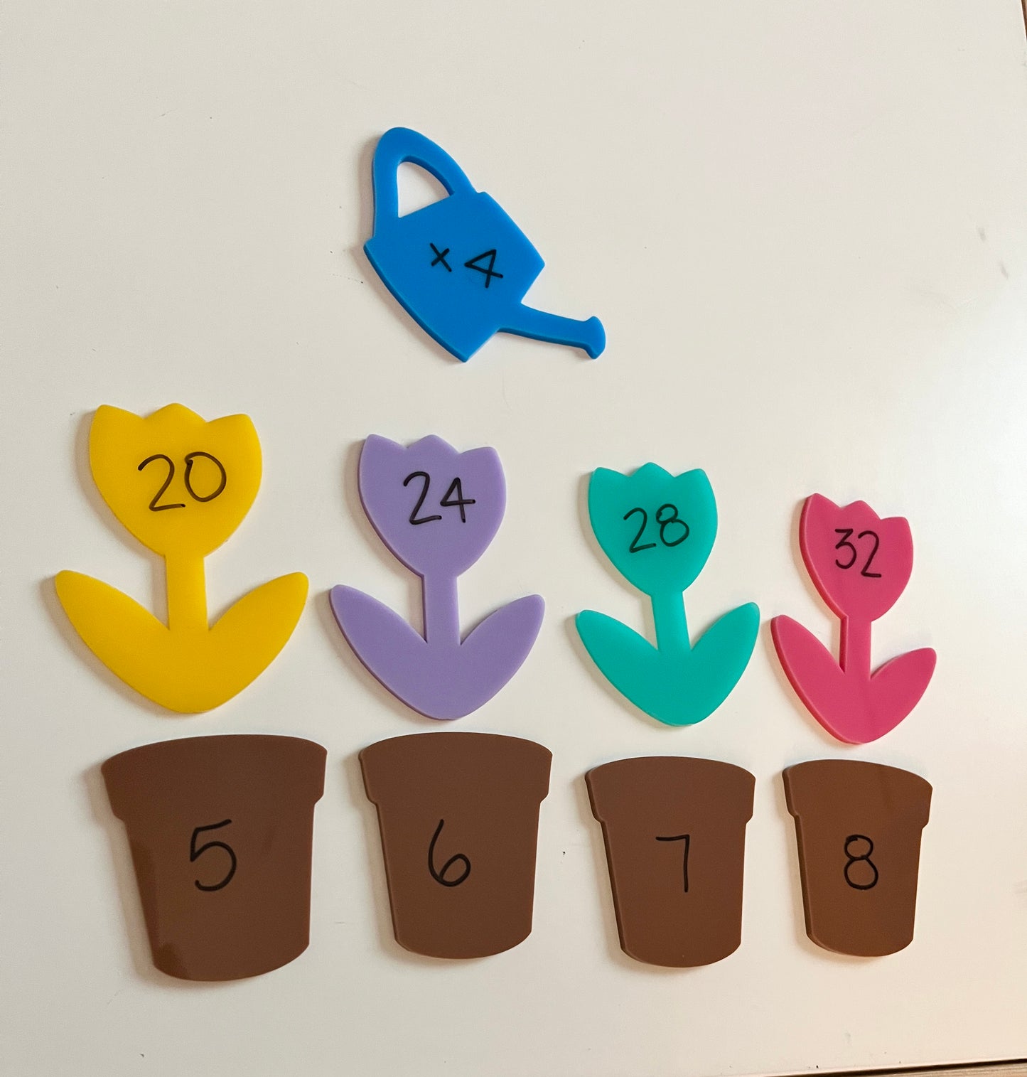 Little Dry Erasables - Pastel Flowers with Brown Pots and Watering Can