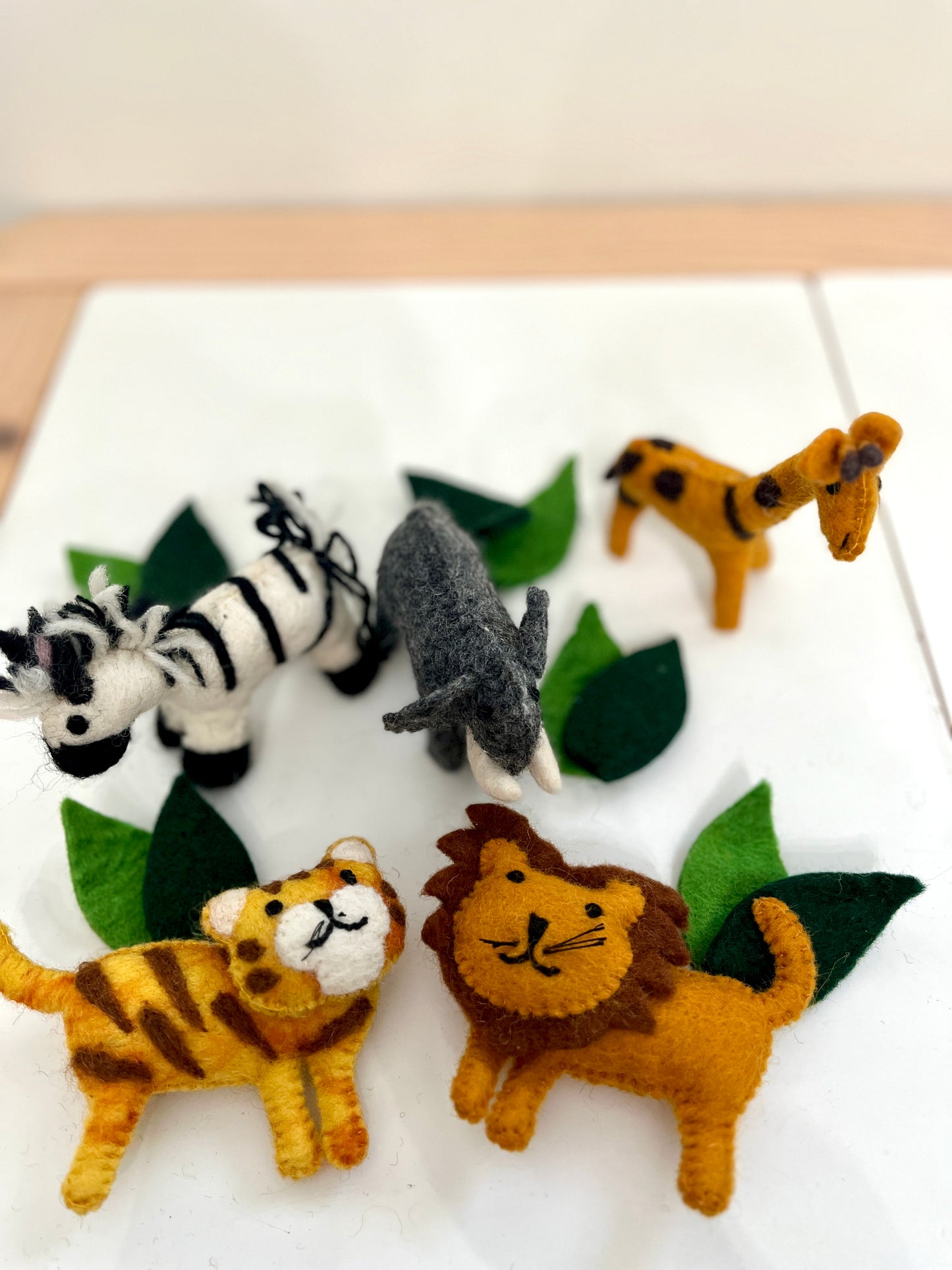 Felt Safari Animals and Leaves