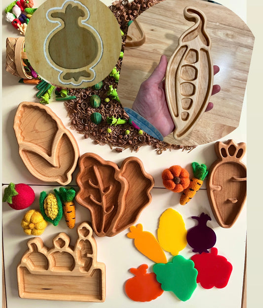 Mini Vegetable Trays; Radish / Turnip / Onion, Peas, Corn, Carrot, Lettuce, Bell Pepper / Carrot Combo and Basket of Veggies