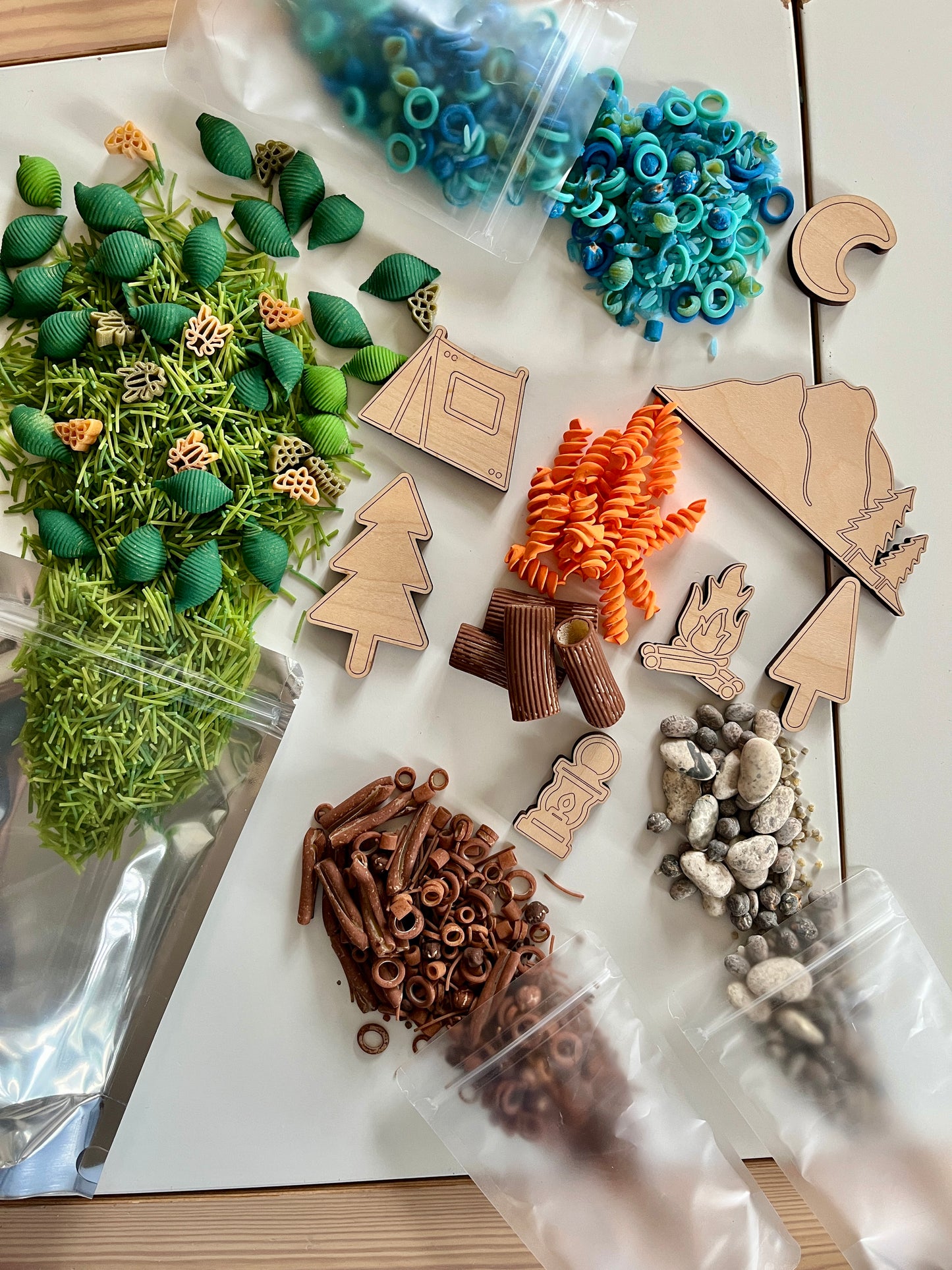 Camping Fun Filler Sensory Kit with Wood Parts