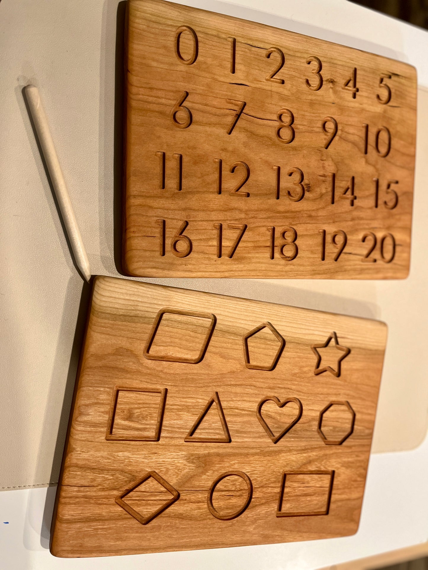 Wooden Number & Shape Tracing Board Sensory Trays