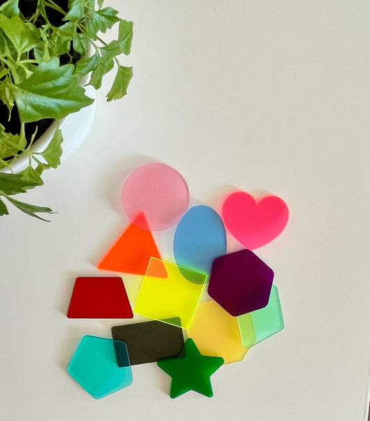 Little Dry Erasables — Translucent Shapes, 12, Solid Colours Available