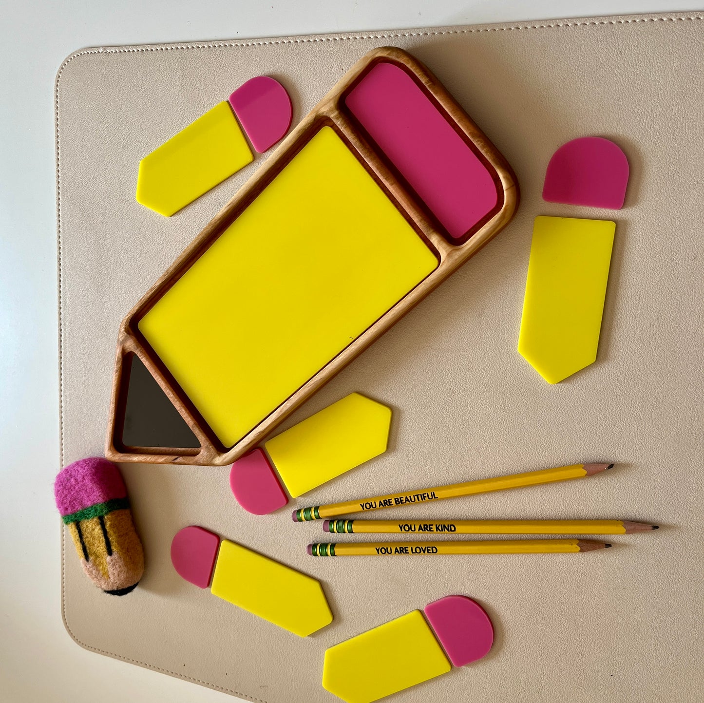 Pencil Wooden Plate / Sensory Tray