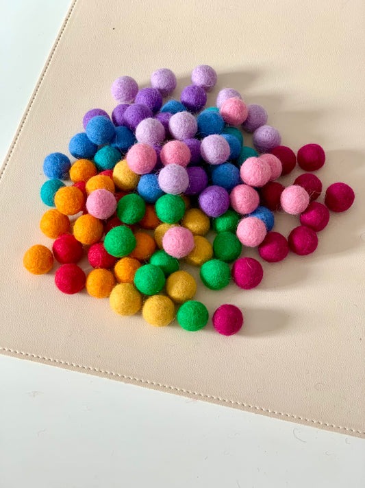 100 1.5cm Felt Balls — Add ons for Hundred Sorting Board Sensory Tray