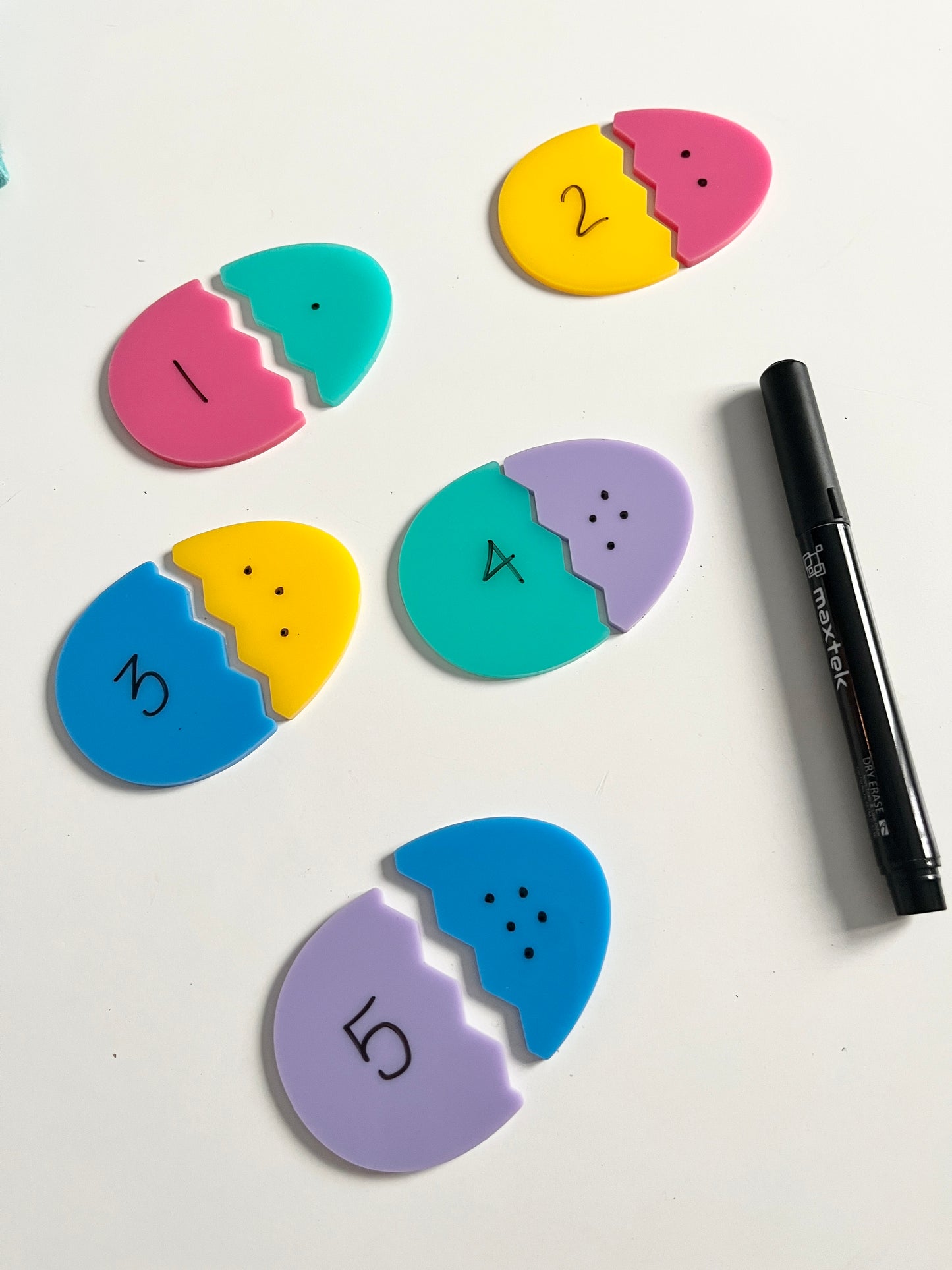 Little Dry Erasables - Pastel Broken Eggs Smaller Size - Set of 5 Eggs