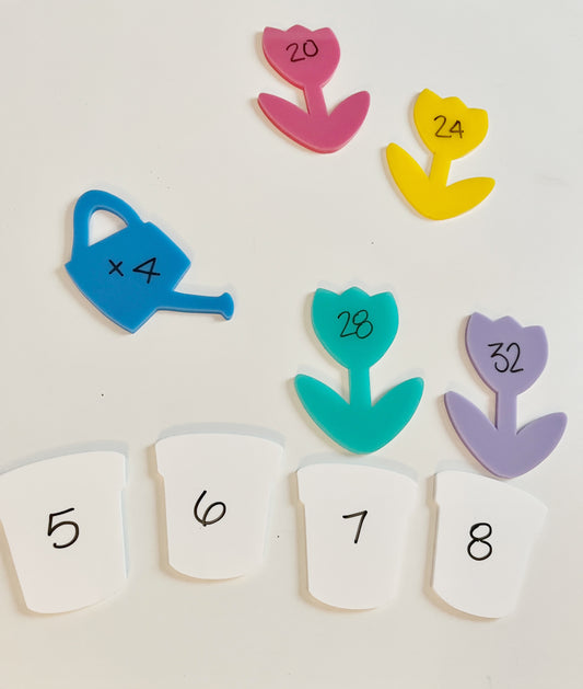 Little Dry Erasables - Pastel Flowers with White Pots and Watering Can