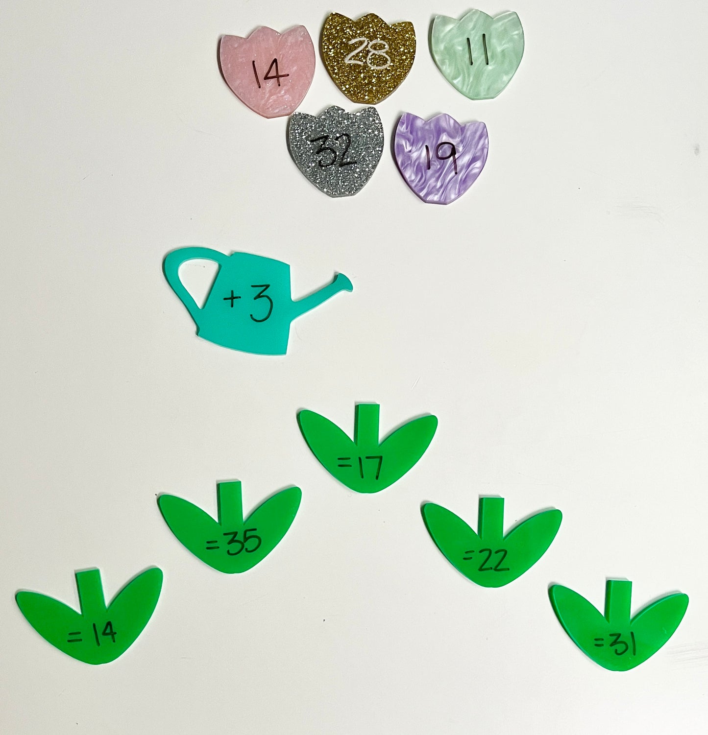 Little Dry Erasables - 2 Part Marble / Glitter Flowers with Watering Can