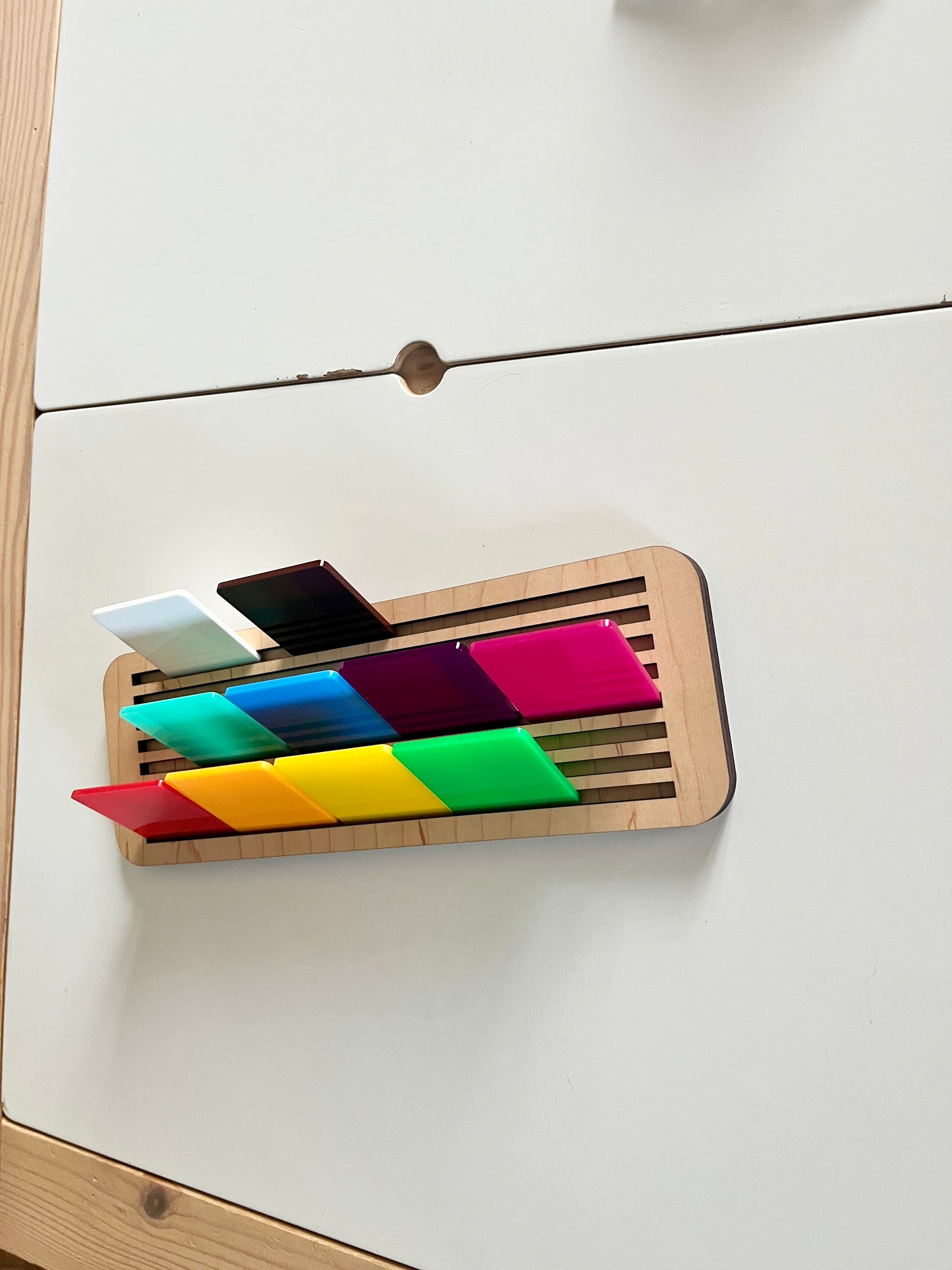 Slotted Acrylic Insert & Flash Card Holder / Story Board  fits into Large Flisat Table Top Insert