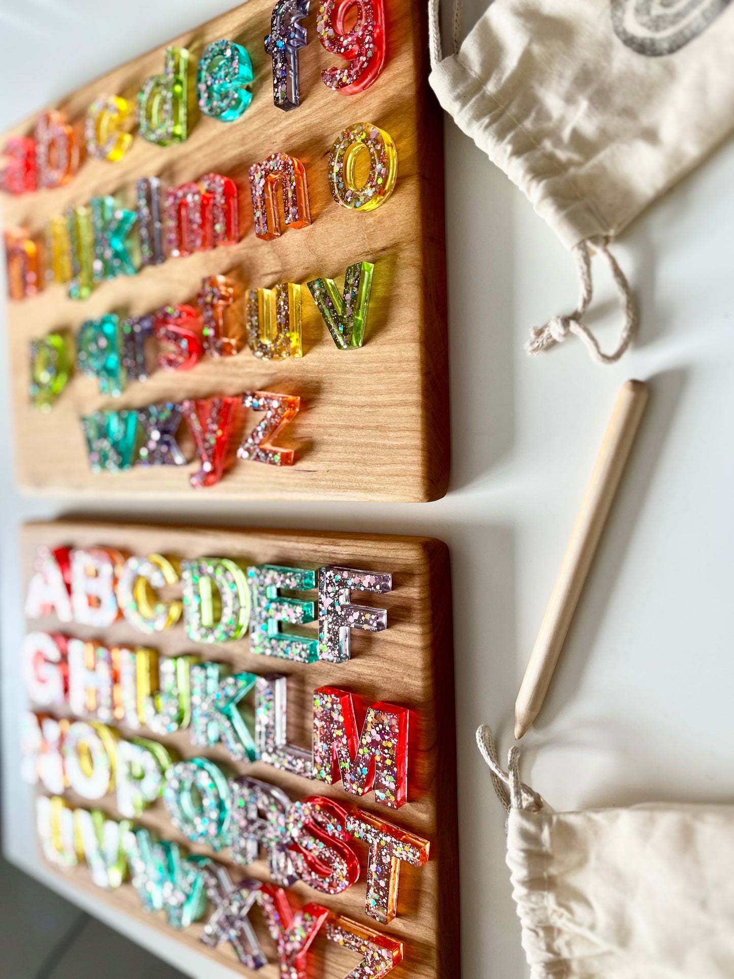 Wooden Alphabet Uppercase & Lowercase Tracing Board Sensory Trays