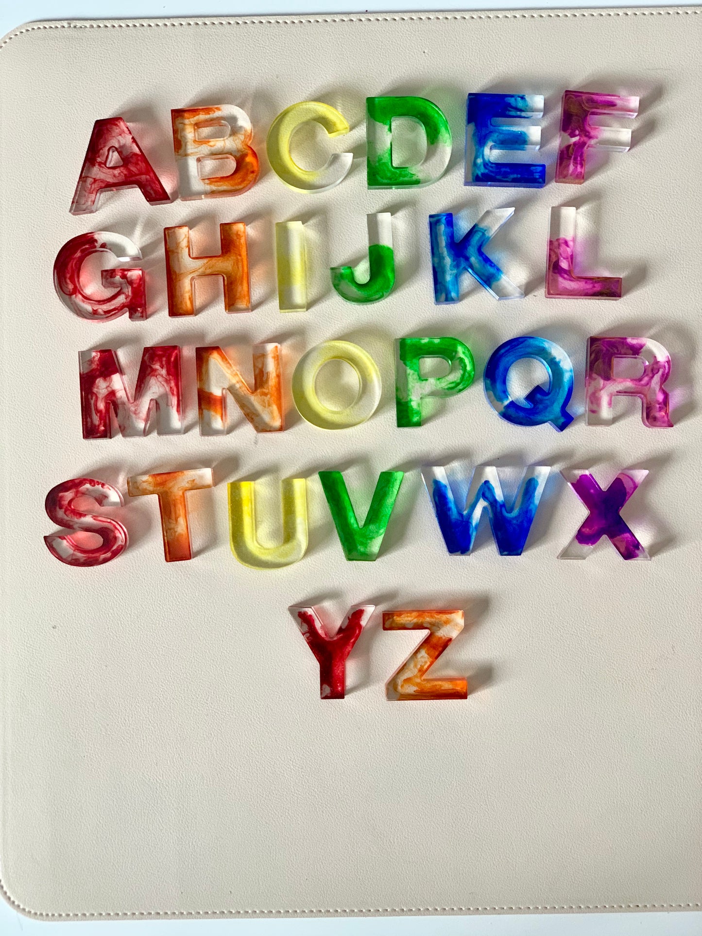 Rainbow Resin Uppercase Alphabet • Movable Alphabet Set • Fits Resin Letter Flisat Insert