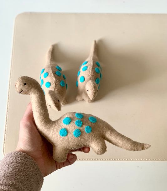 One Large Felt Grey & Blue Dinosaur