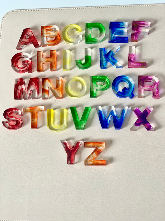 Rainbow Resin Uppercase Alphabet • Movable Alphabet Set • Fits Resin Letter Flisat Insert