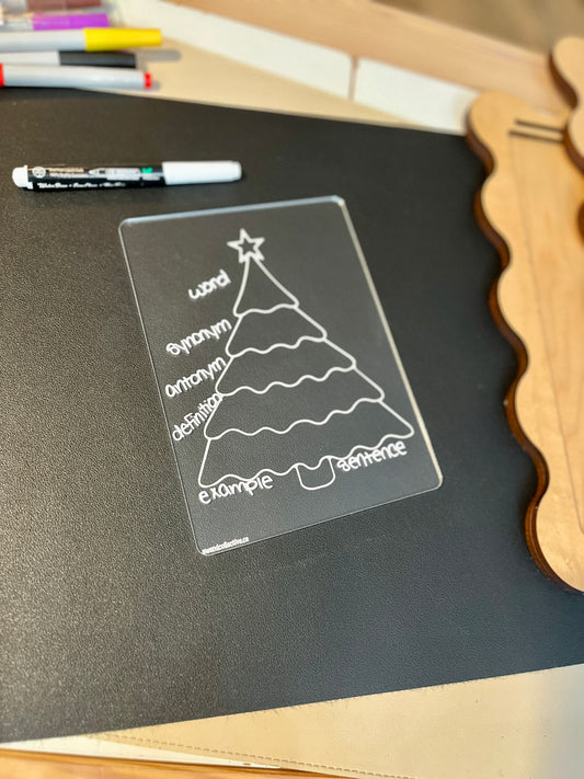Christmas Tree Graphic Organizer Dry Erase Acrylic Tracing Board; can also fit as a Flisat Insert