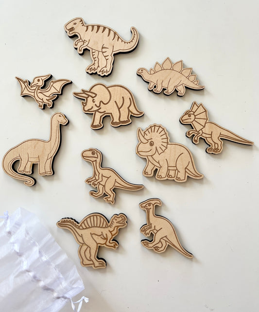 Wood or Clear Acrylic Dinosaur Loose Parts
