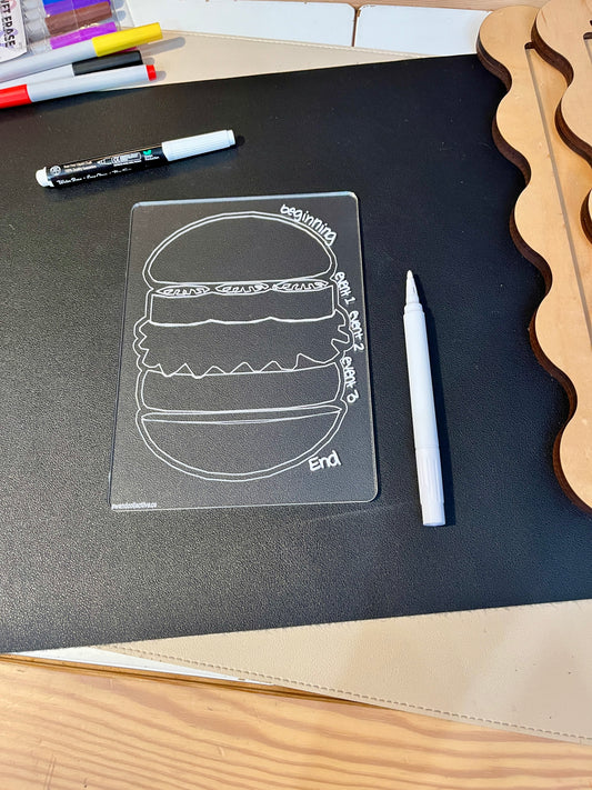 Hamburger Graphic Organizer Dry Erase Acrylic Tracing Board; can also fit as a Flisat Insert