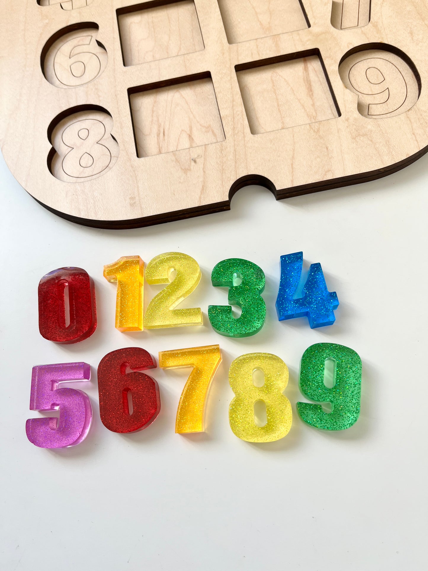 New Rainbow Glitter Resin Numbers • Movable Numerical Set • Fits Flisat Insert