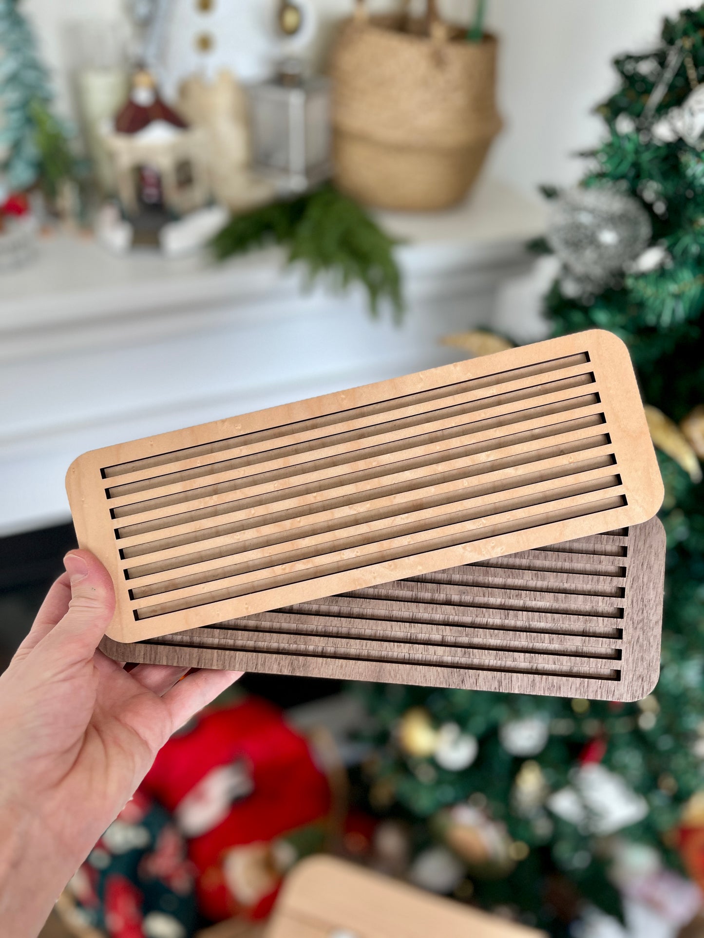 Dark Walnut Wood Slotted Acrylic Insert & Flash Card Holder / Story Board fits into Large Flisat Table Top Insert