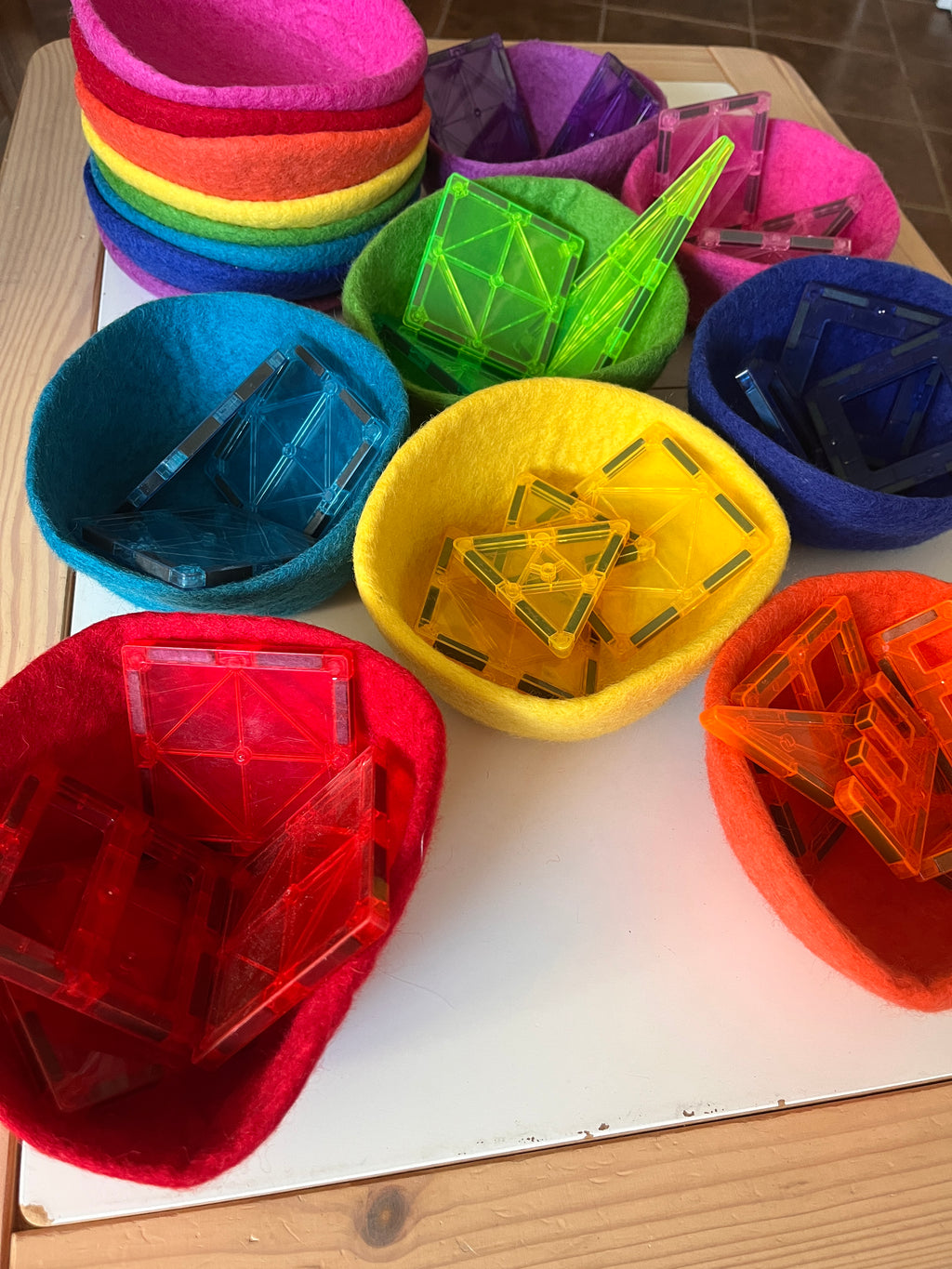 Stacking Colourful Felt Bowls and Plates — Set of 8
