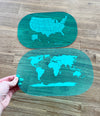 Translucent Blue Maps (USA, World, Canada) Dry Erase Acrylic Tracing Board; also fits as a Flisat Insert