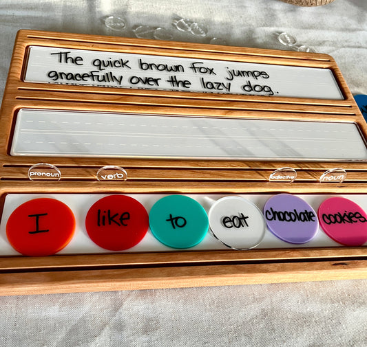 Wooden Sentence & Learning Tray | Open Ended Literacy Board | Math & Play