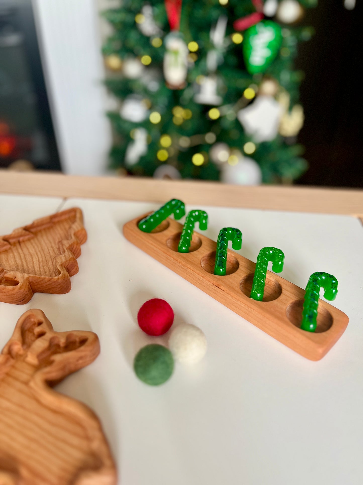 Green Candy Cane Resin Loose Parts, Set of 5