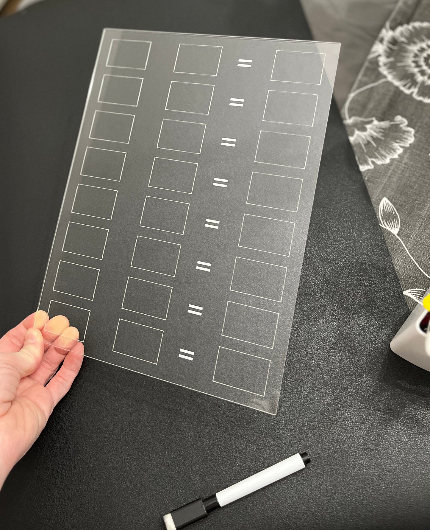 Blank Math Problems Dry Erase Acrylic Tracing Board; can also fit as a Flisat Insert