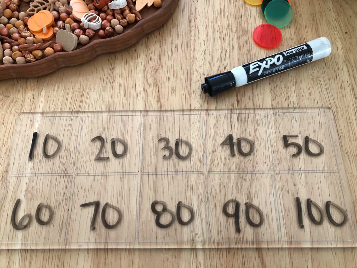 Acrylic Dry Erasable Flat Ten Frame  (5, 15 and 20 frames available too) — Fits across Trofast Bin like a Flisat Insert