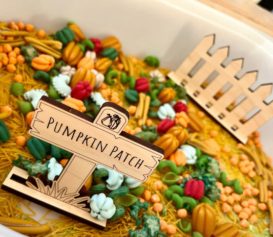 Wooden Play Pumpkin Patch Sign and Fences