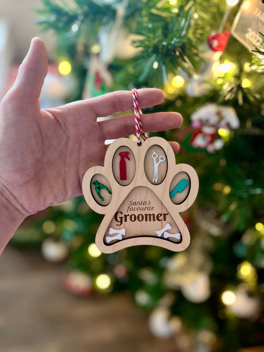 Santa’s Favourite Groomer Christmas Ornaments