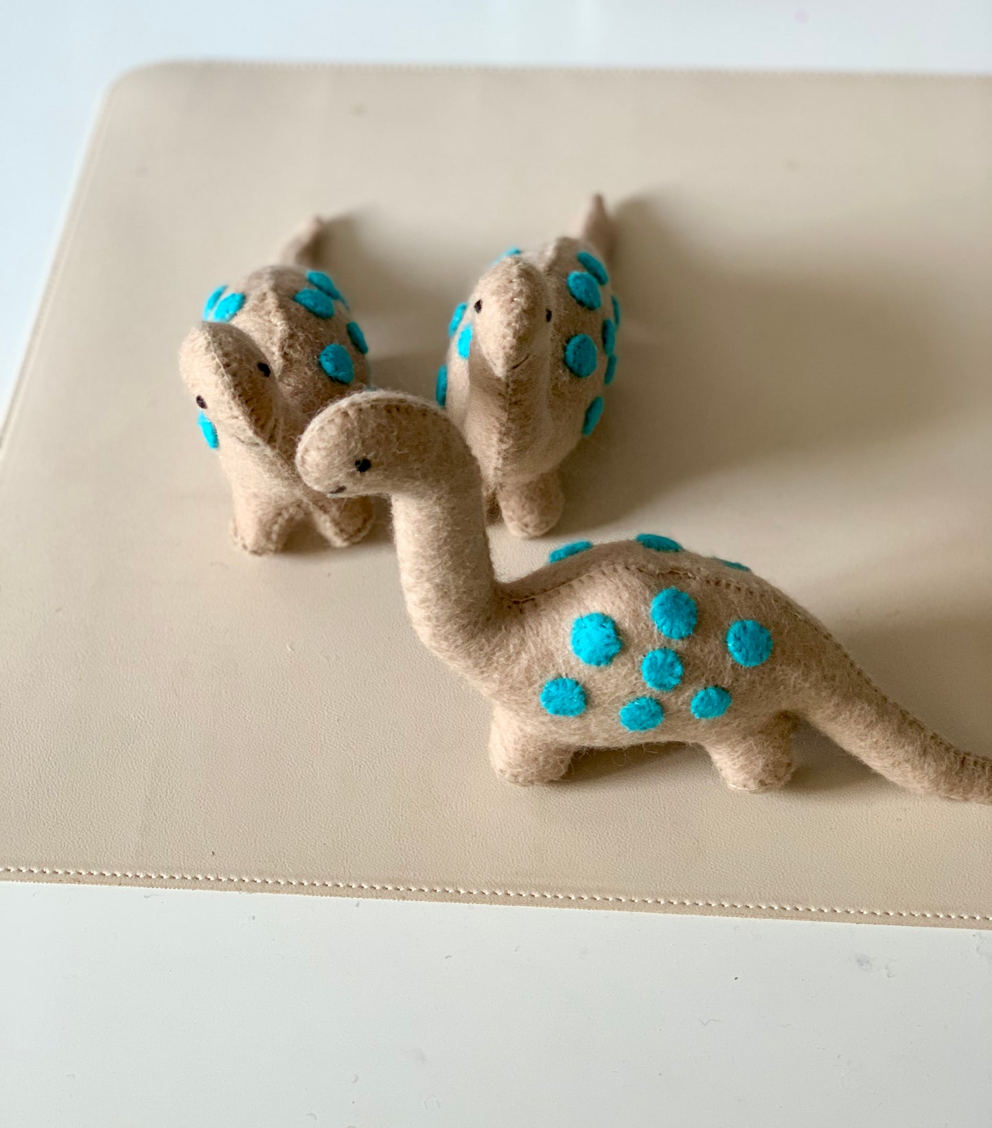 One Large Felt Grey & Blue Dinosaur