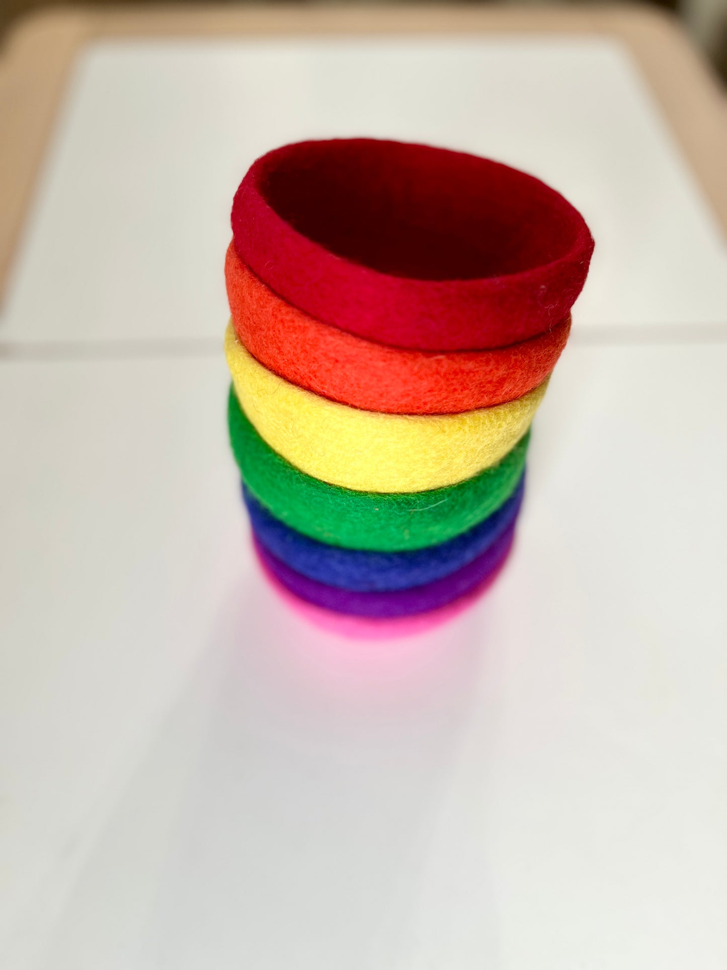 Stacking Colourful Felt Bowls — Set of 7 Rainbow Bowls