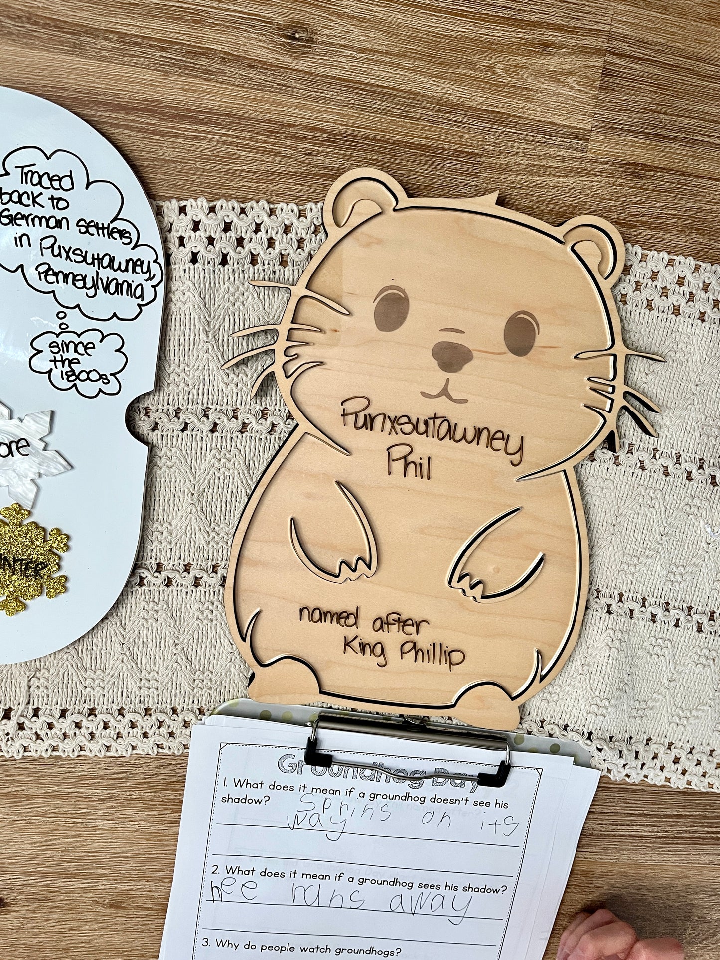 Laser Cut Groundhog Tray with Dry Erase Insert