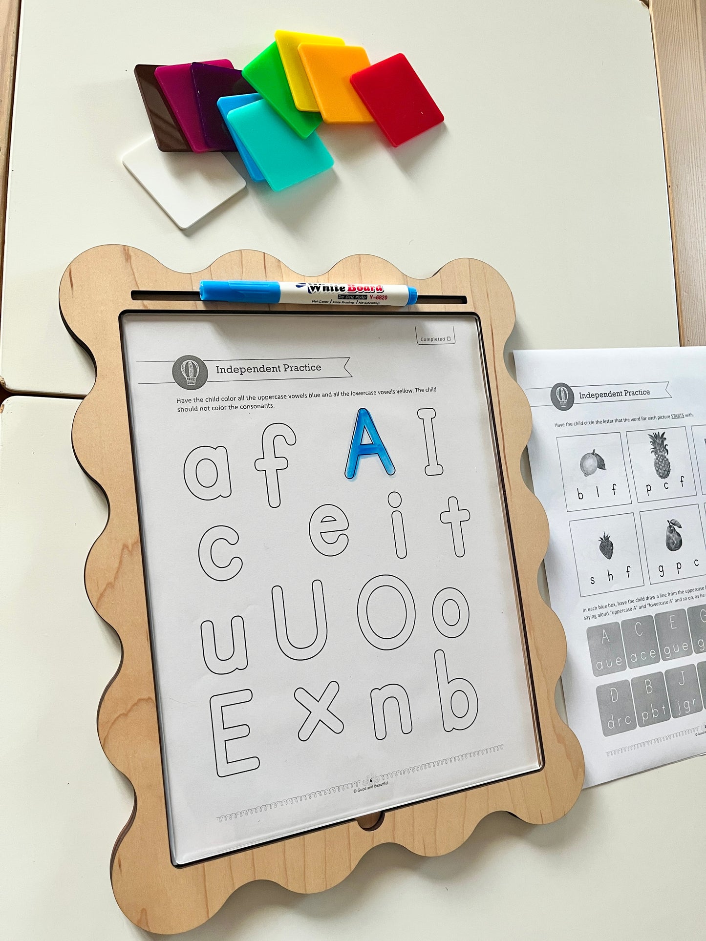 Laser Cut Writing Sensory Tray for 8.5 x 11 sheets with Dry Erase Inserts and Slot for Acrylic