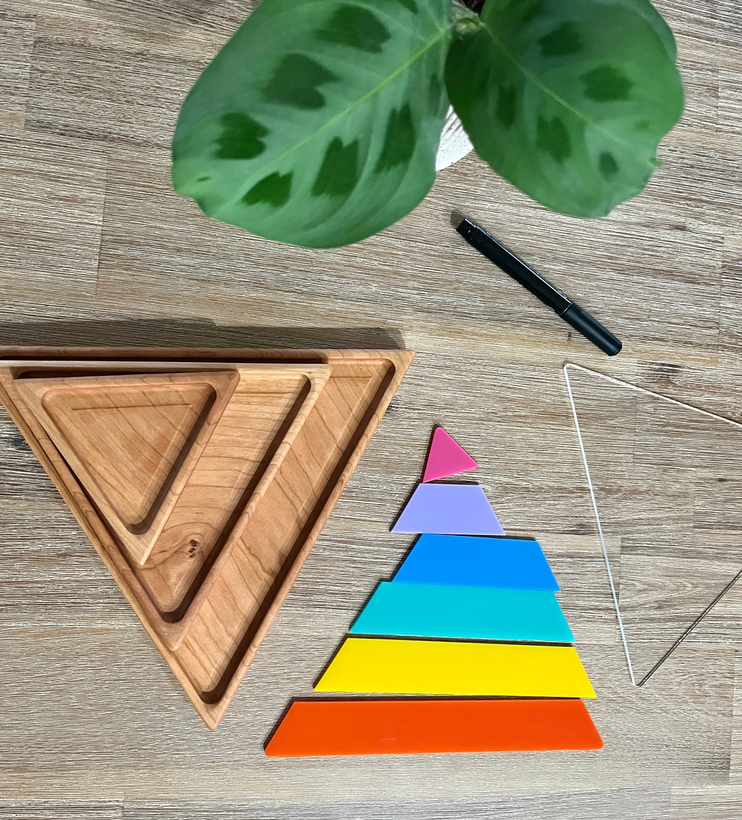 Nesting Triangle Pyramid Wooden Sensory Trays