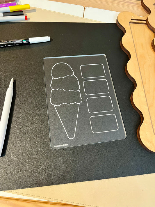 Ice Cream Graphic Organizer Dry Erase Acrylic Tracing Board; can also fit as a Flisat Insert