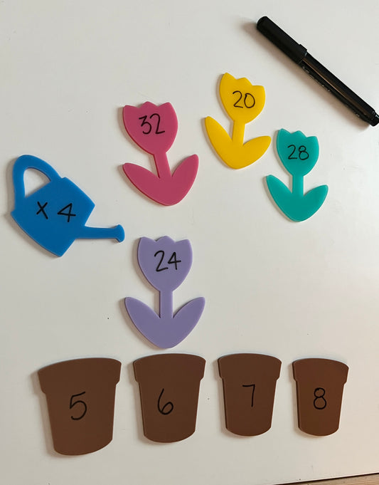 Little Dry Erasables - Pastel Flowers with Brown Pots and Watering Can