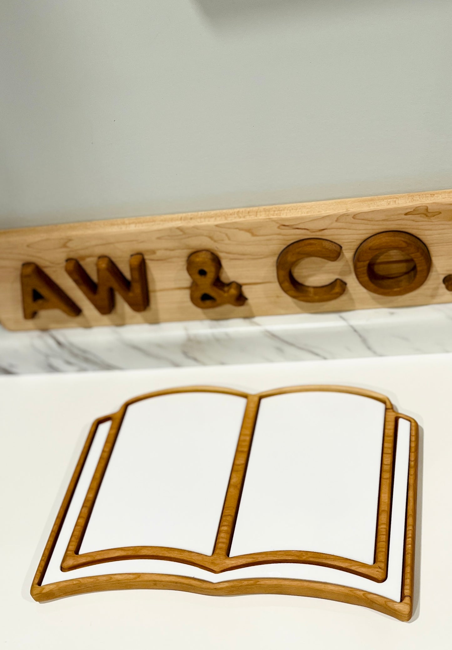 XL Book Plate, Book Studies Tray, Back to School Wooden Sensory Tray