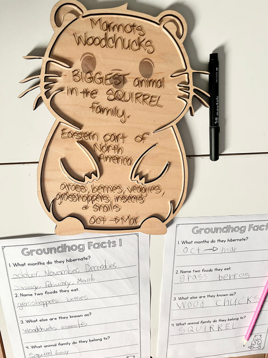 Laser Cut Groundhog Tray with Dry Erase Insert