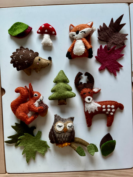 Felt Woodland Forest Animals, Leaves, Tree & Mushroom