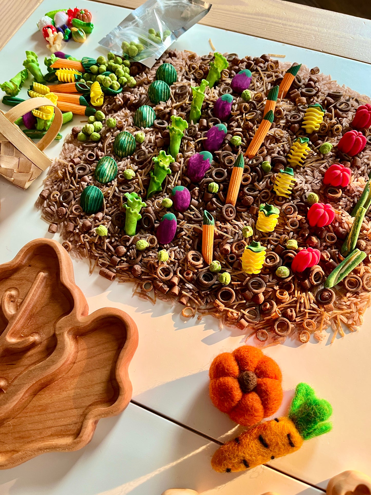Harvest Vegetable Fun Filler Sensory Kit with Basket of Mini Veggies