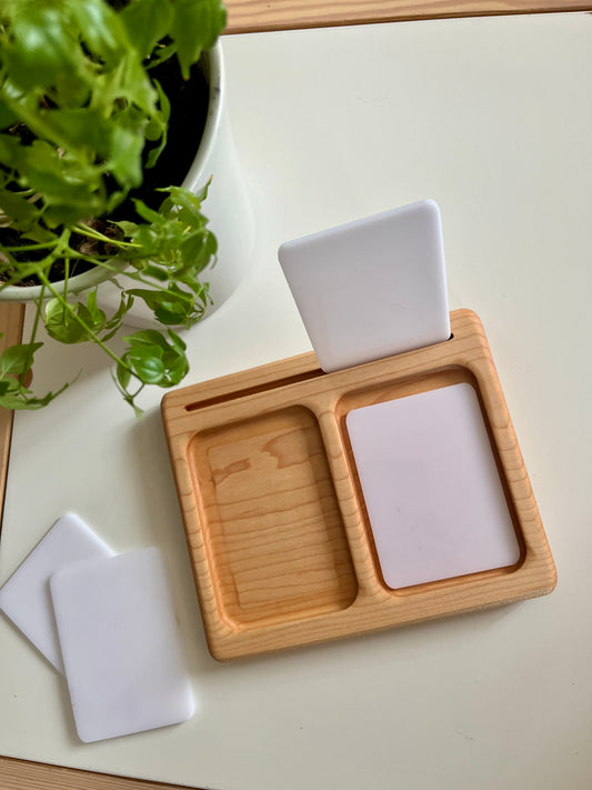 2 Two Section This or That | Read, Create, Write Tray | Salt, Sand & Flash Card Sensory Tray