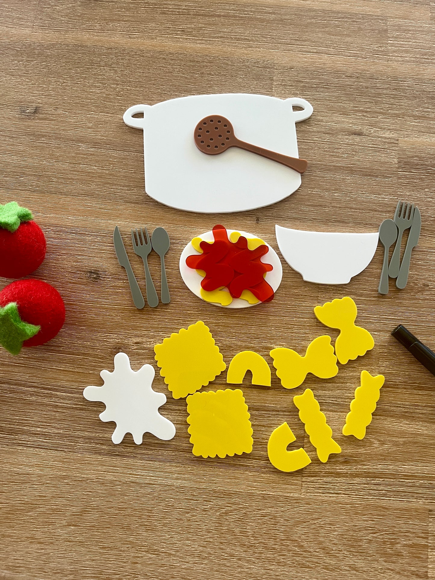 Little Dry Erasables - Pasta with Sauce, Pot, Plate, Bowl and Cutlery