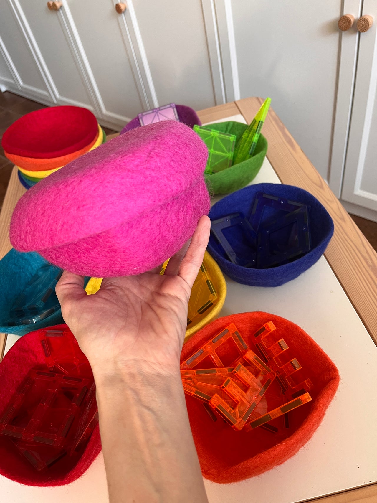 Stacking Colourful Felt Bowls and Plates — Set of 8