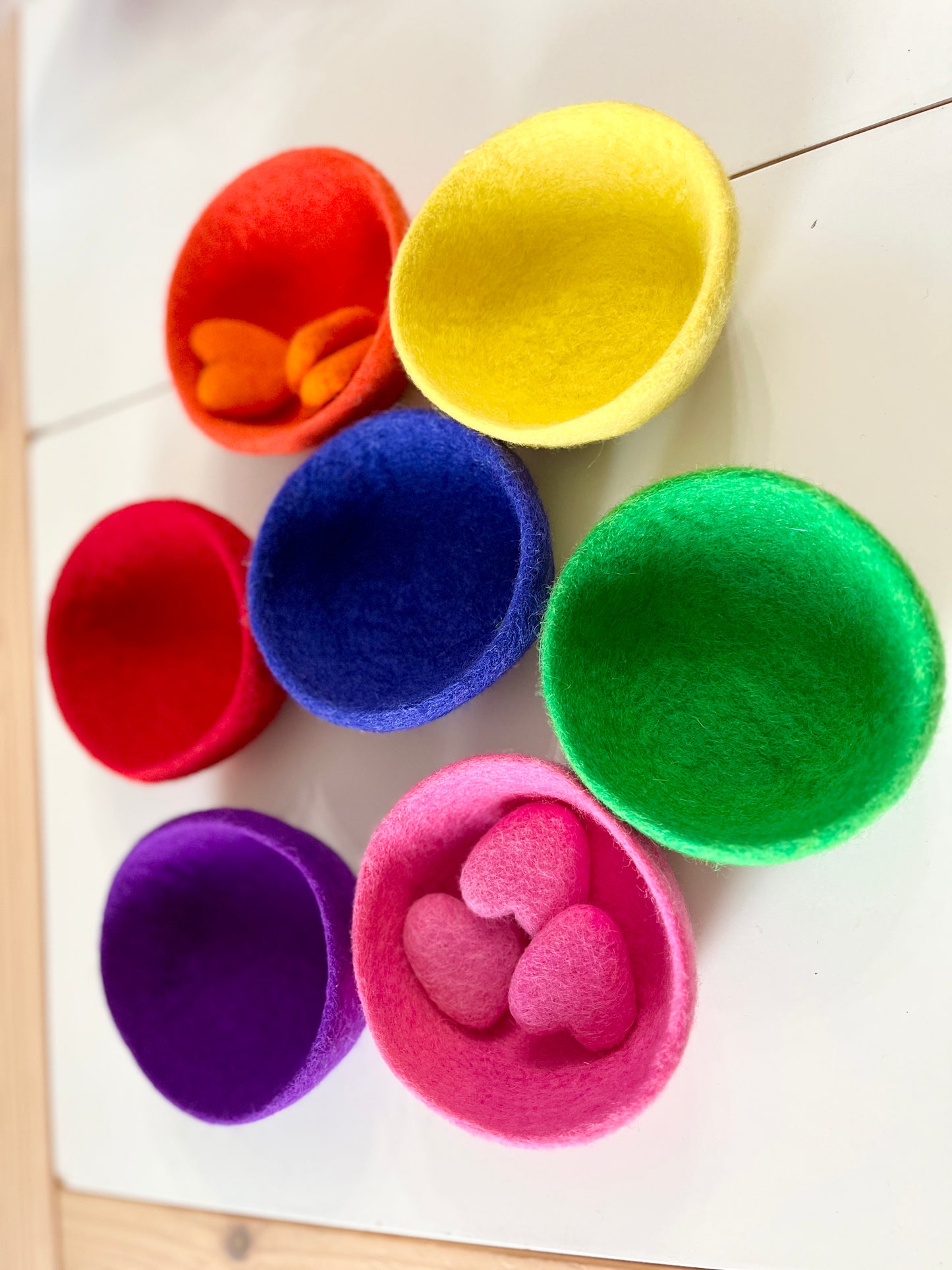 Stacking Colourful Felt Bowls — Set of 7 Rainbow Bowls