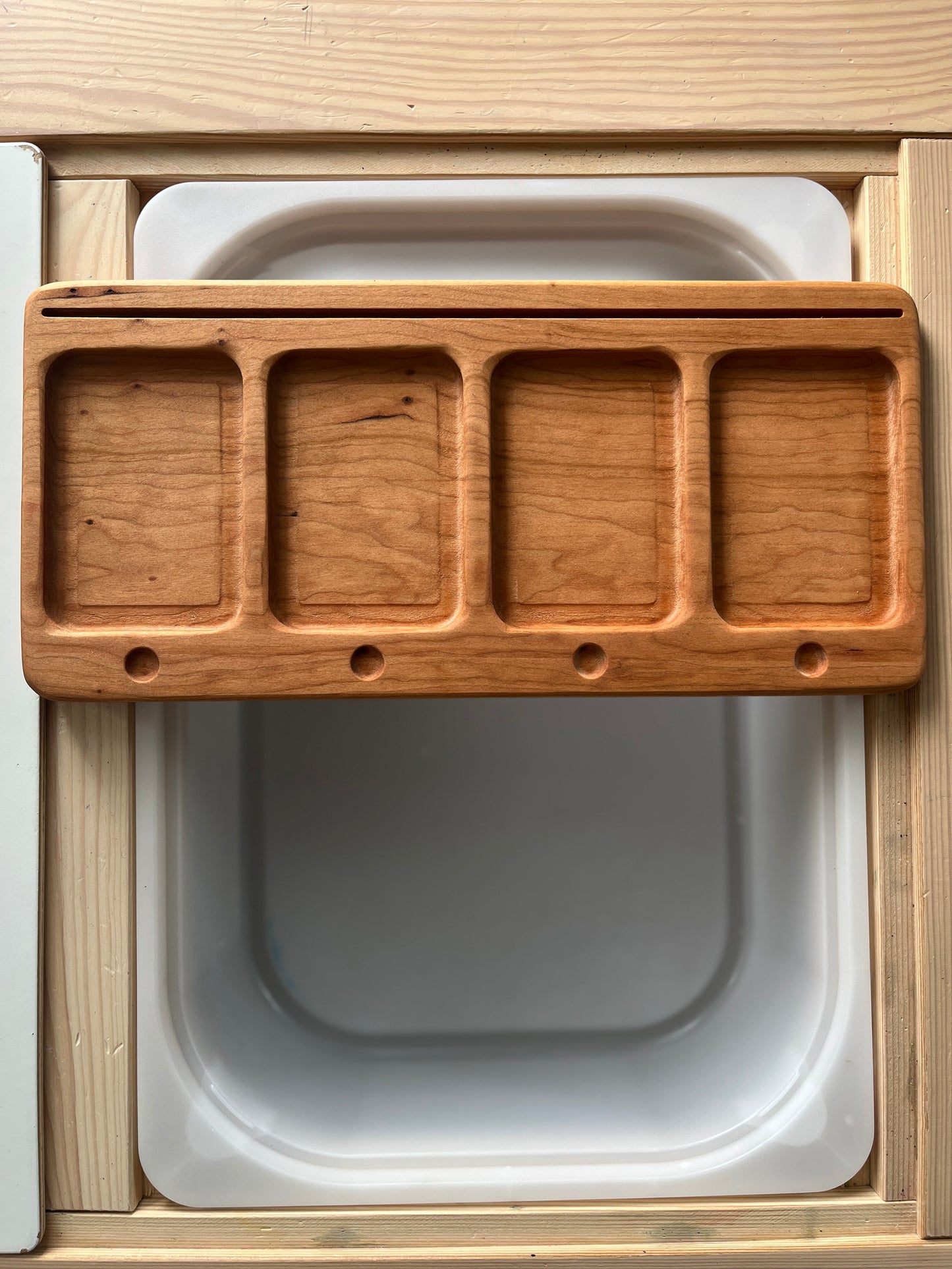 4 Four Section CVCC / CVCE with Indents | Salt Sand & Flash Card Sensory Tray
